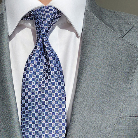 제임스핏 체크무늬 패턴 남성 정장 고급넥타이 네이비