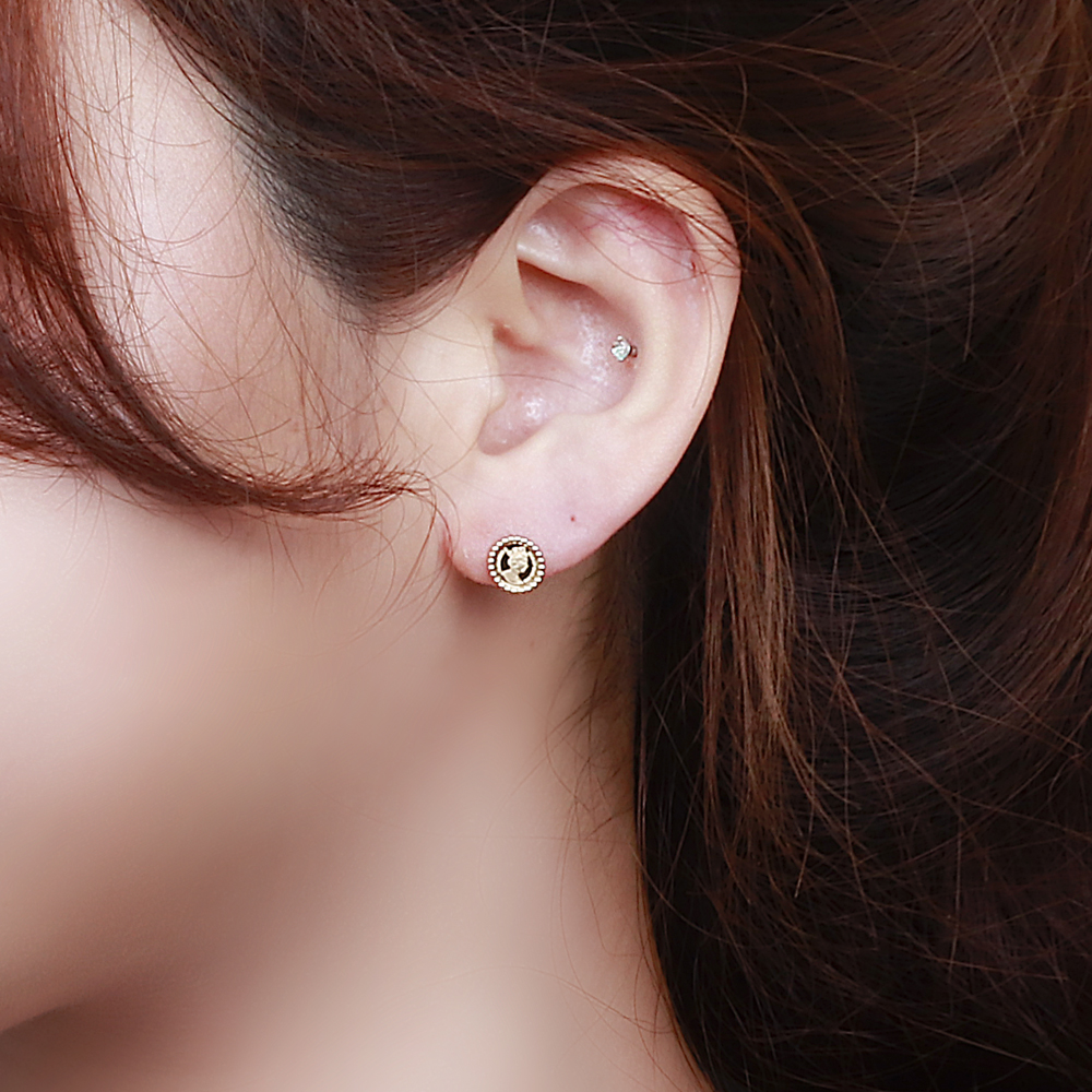 14K 엘리자베스 여왕 볼 코인 피어싱 귀걸이 아웃컨즈 이너컨즈 - 상세 이미지 5