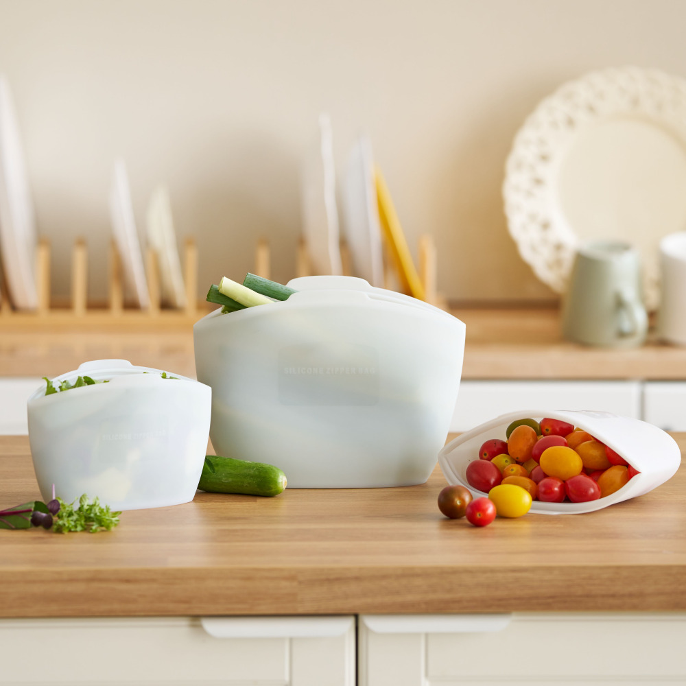 스탠딩 실리콘 지퍼백 냉동실 다회용 슬라이드 3p 세트