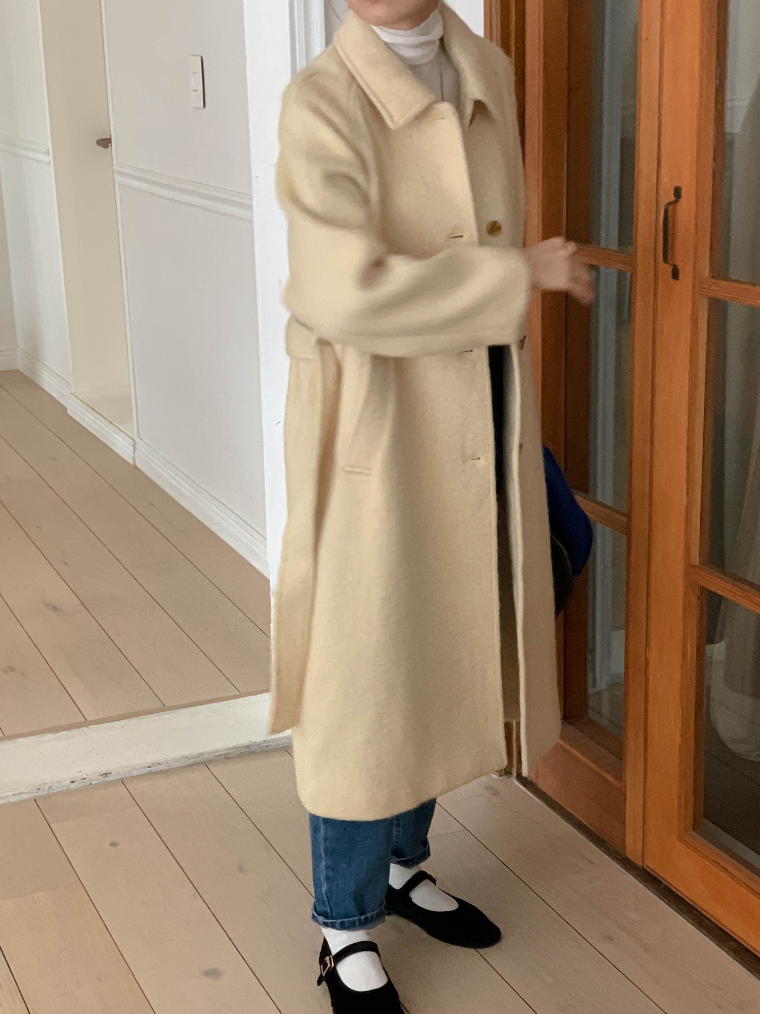 [아이메르]모헤어 클레어 싱글 롱코트 /따뜻한 울 루즈핏 옐로우 롱 맥시 싱클 핸드메이드코트 상세 이미지 24