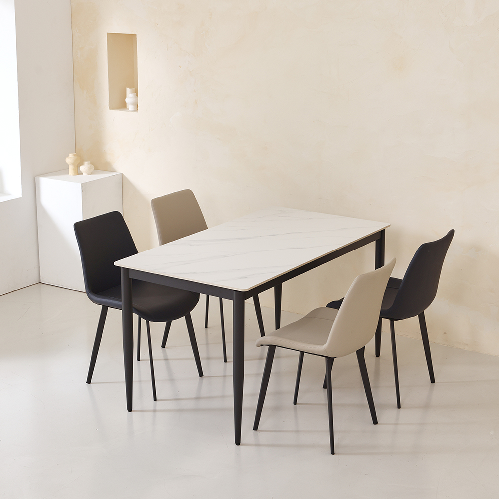 티아 사각 포세린 세라믹 식탁 1200 (체어 4개 포함)