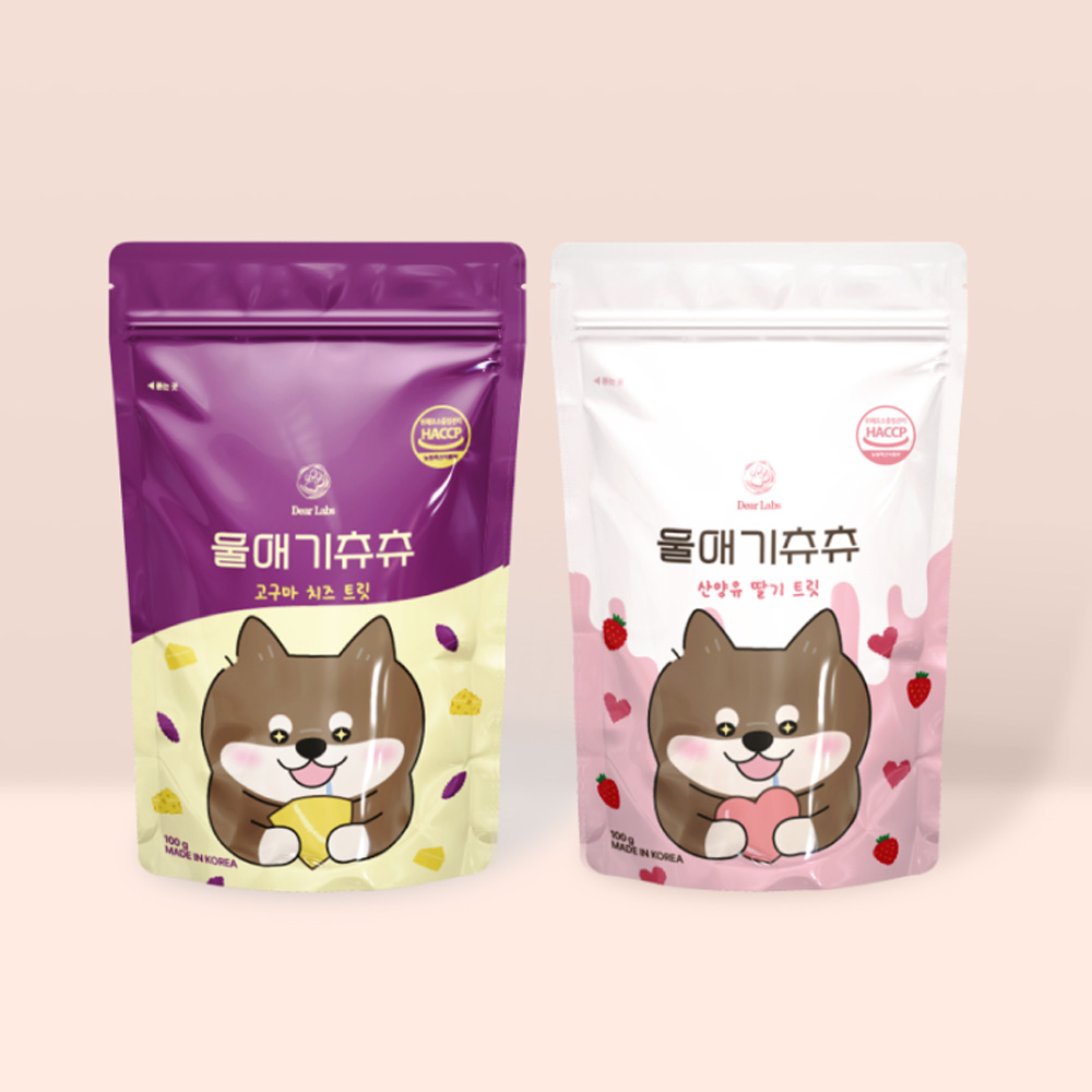 디어랩스 강아지간식 울애기츄츄 트릿세트 (고구마치즈 + 산양유딸기) 노즈워크트릿 져키 - 상세 이미지 3
