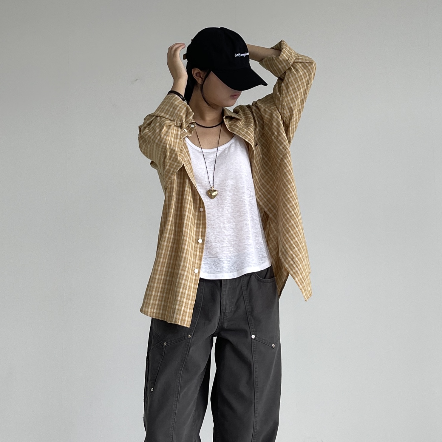 오오티제이 카펜터 여성 카고팬츠 세미와이드 일자 통 가을 로우라이즈 ootj바지 - 상세 이미지 4