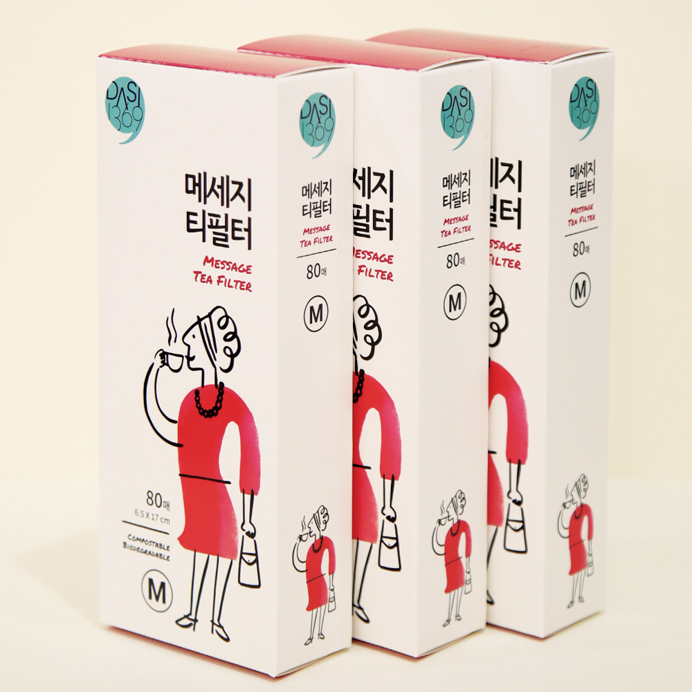 메세지 티필터 중형 80매입X3팩 티망 찻잎거름망 차여과기 티인퓨저 공티백 차티백 - 상품 이미지
