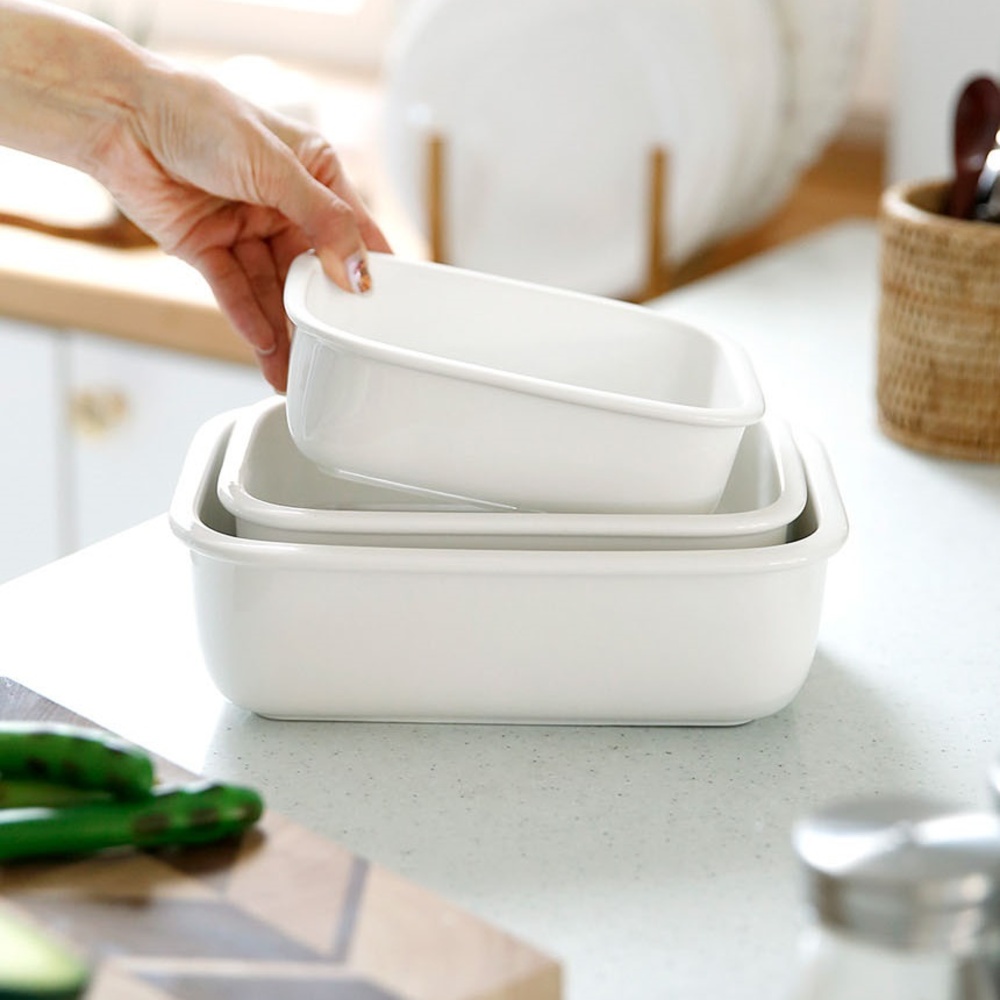 직사각 하이 세라믹 밧드 오븐용트레이 발뮤다 에어프라이어용기 전자레인지그릇 소