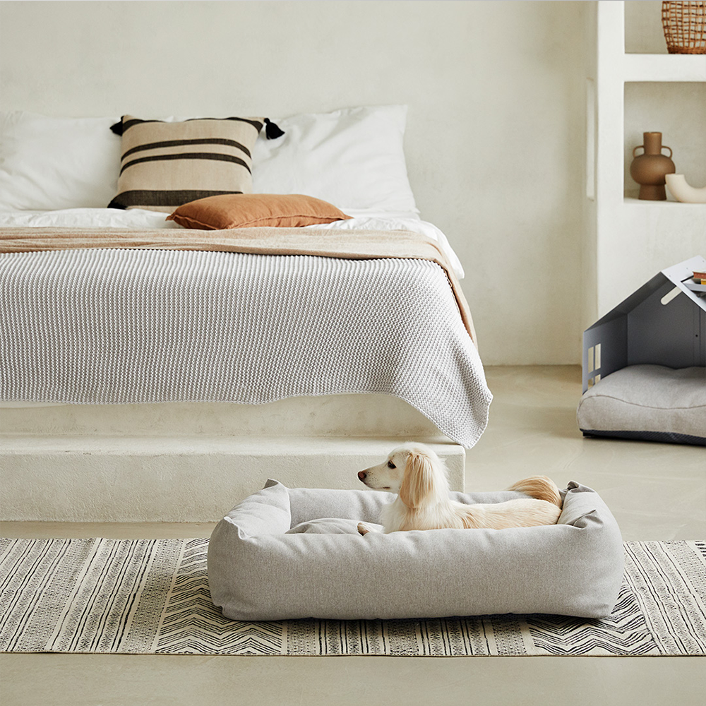 펫토 알러프리 강아지방석 고양이 애견 쿠션 범퍼형 라이트그레이, XL