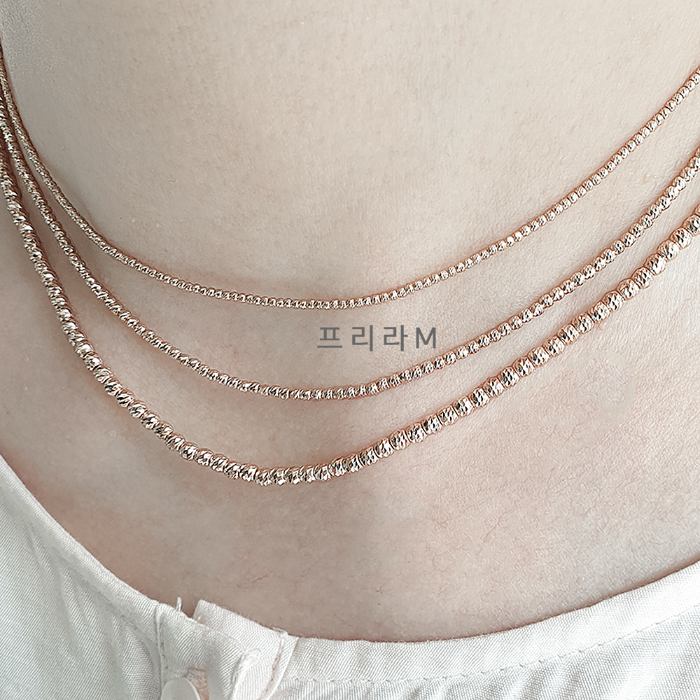 14k 여자 초커 미러볼 컷팅볼 명품 레이어드 화이트골드 목걸이 프리라 m - 상품 이미지