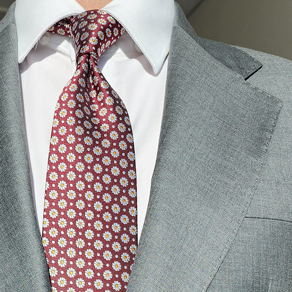 제임스핏 이태리 세련된 패턴 남성 정장 고급넥타이 꽃무늬 다크레드