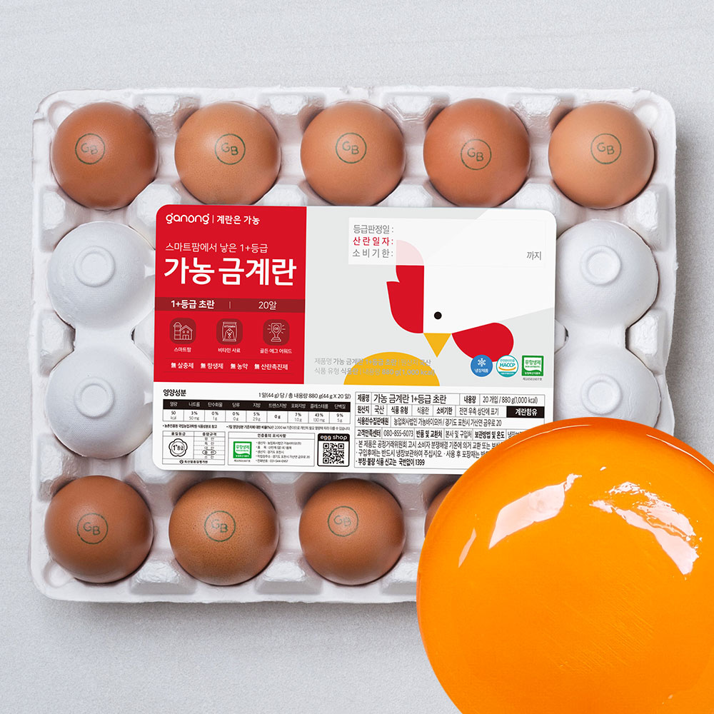 가농 초란 무항생제 계란 골드에그 1+등급 1등급 날계란 달걀 20구, 1개