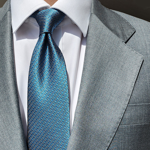 제임스핏 세련된 디자인 스퀘어 패턴 남성 정장 명품넥타이 블루