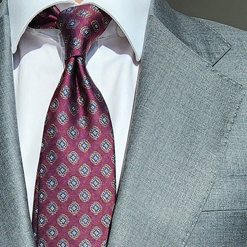 제임스핏 이태리 스퀘어 패턴 남성 정장 클래식넥타이 다크레드