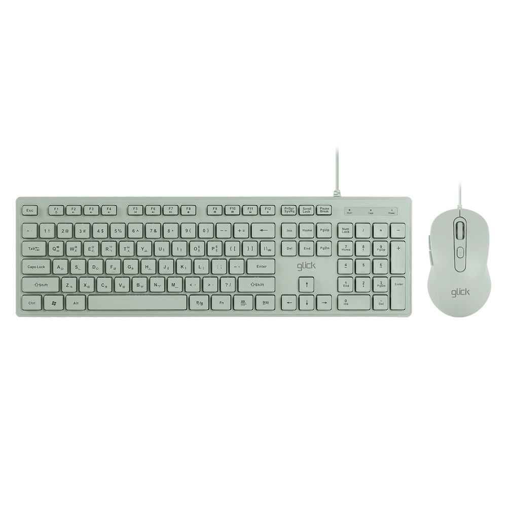 지클릭커 오피스프로 인체공학 저소음 유선 키보드 마우스 세트 GMK-300 화이트 - 상세 이미지 2