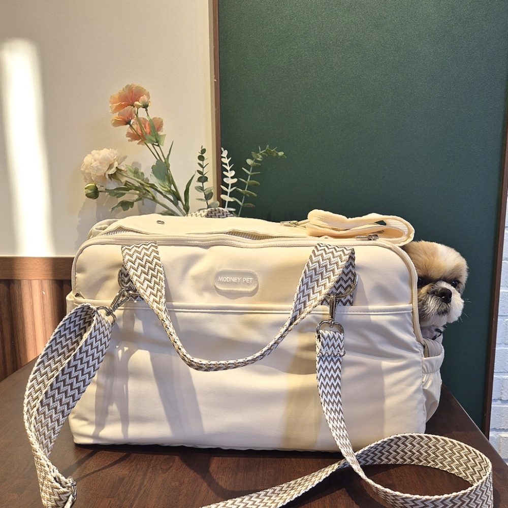강아지 가방 고양이 이동장 애견 이동가방 중형견 숄더백 헤링본 고양이 슬링백 S