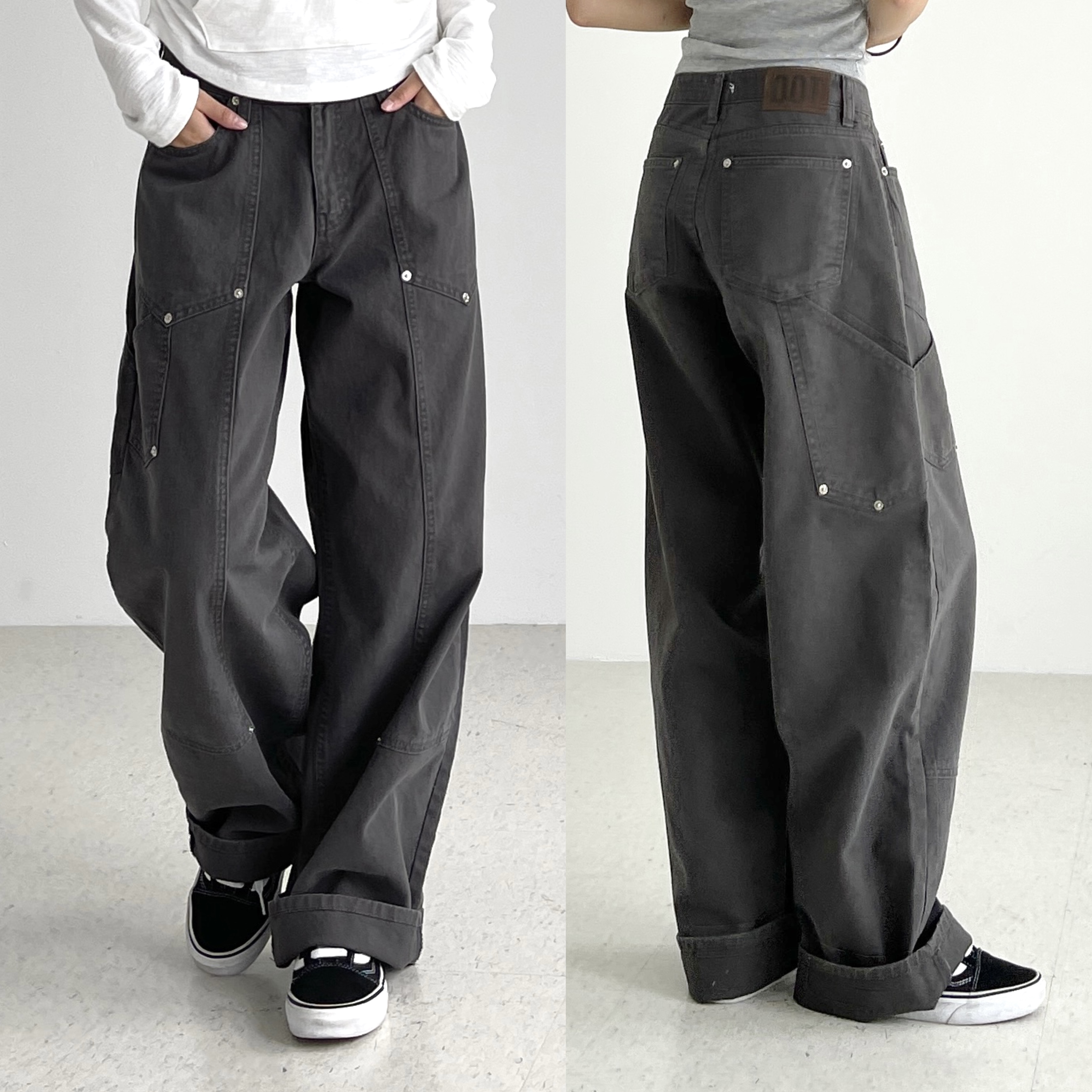 오오티제이 카펜터 여성 카고팬츠 세미와이드 일자 통 가을 로우라이즈 ootj바지