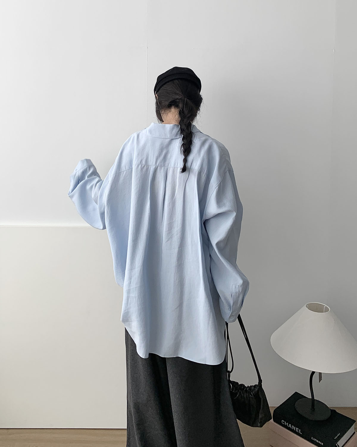 아웃핏 말라 셔츠 루즈핏 롱 실키 블라우스 셔츠 (2c) - 상세 이미지 5