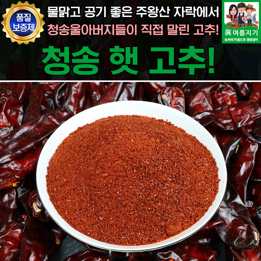 24년 청송 햇 보통맛 고춧가루 3kg : 웰빙하우스특가