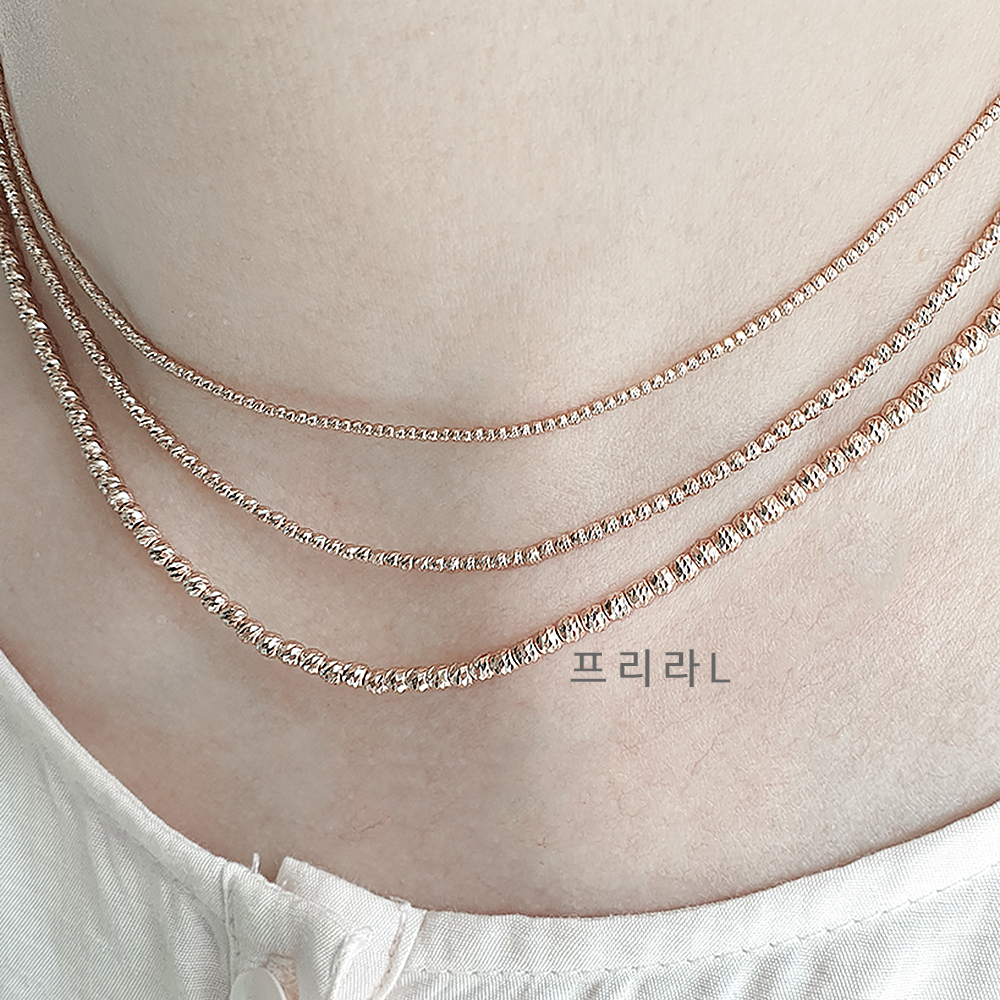 컷팅볼목걸이 14케이 18K 여자 명품 금 실 초커 심플 데일리 미러볼 컷팅볼 목걸이 L - 상품 이미지