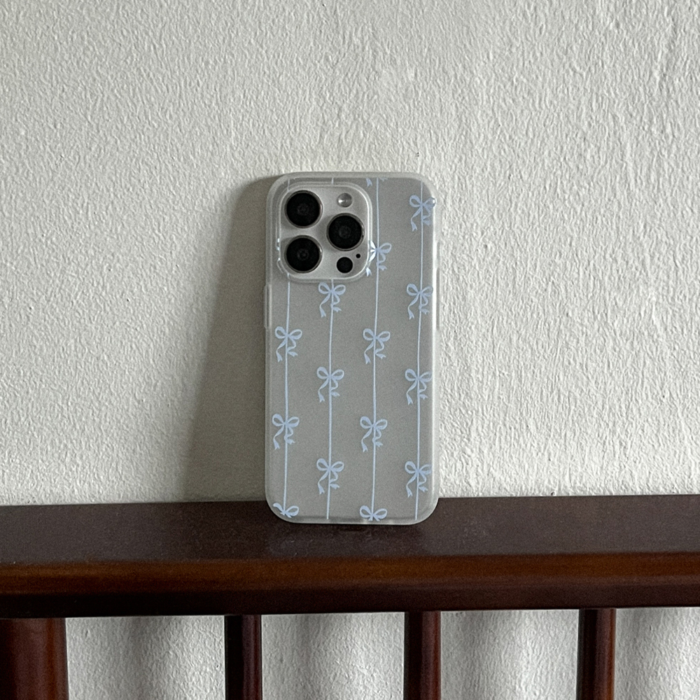line ribbon pattern 아이폰 15 pro 케이스 클리어 반투명 젤리 blue - 상세 이미지 3