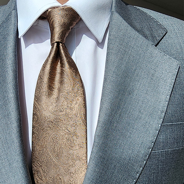 제임스핏 페이즐리 고급무늬 남성 정장 수동넥타이 베이지
