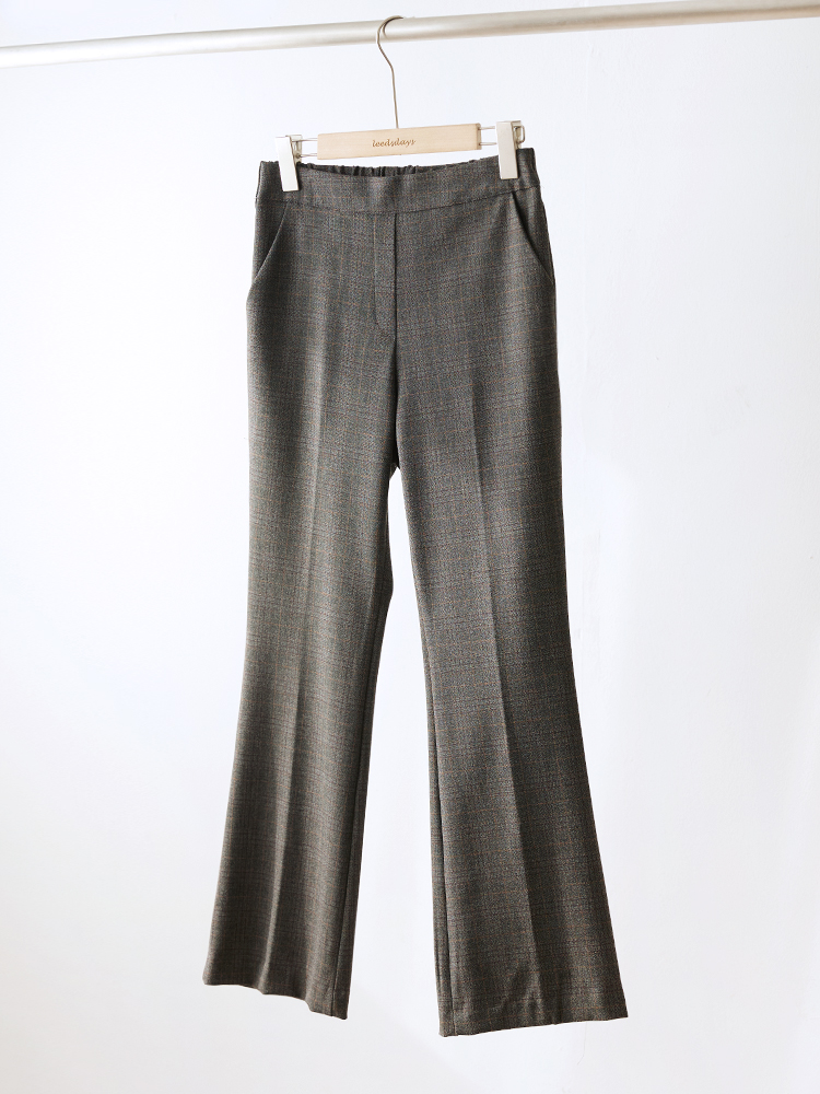 [fabric good] 브루스 잔체크 소프트 스판 뒷밴딩 세미 부츠컷 슬랙스 - 상세 이미지 4