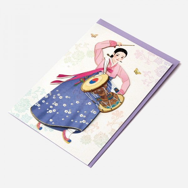 한국기념품 전통 한복카드-장구춤 엽서 - 상세 이미지 2