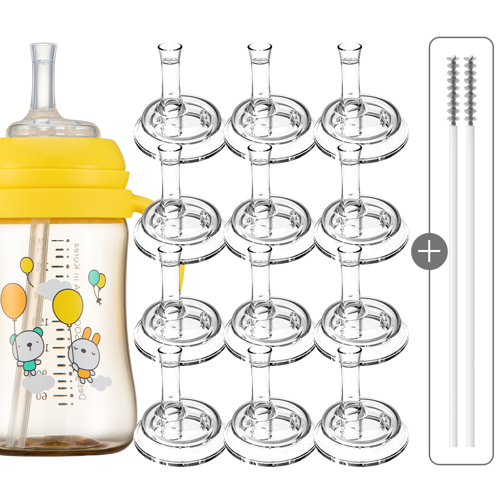 순수아 더블하트 타사 젖병 호환 추 빨대 리필 / 꼭지 4개+빨대 4개+솔 2개