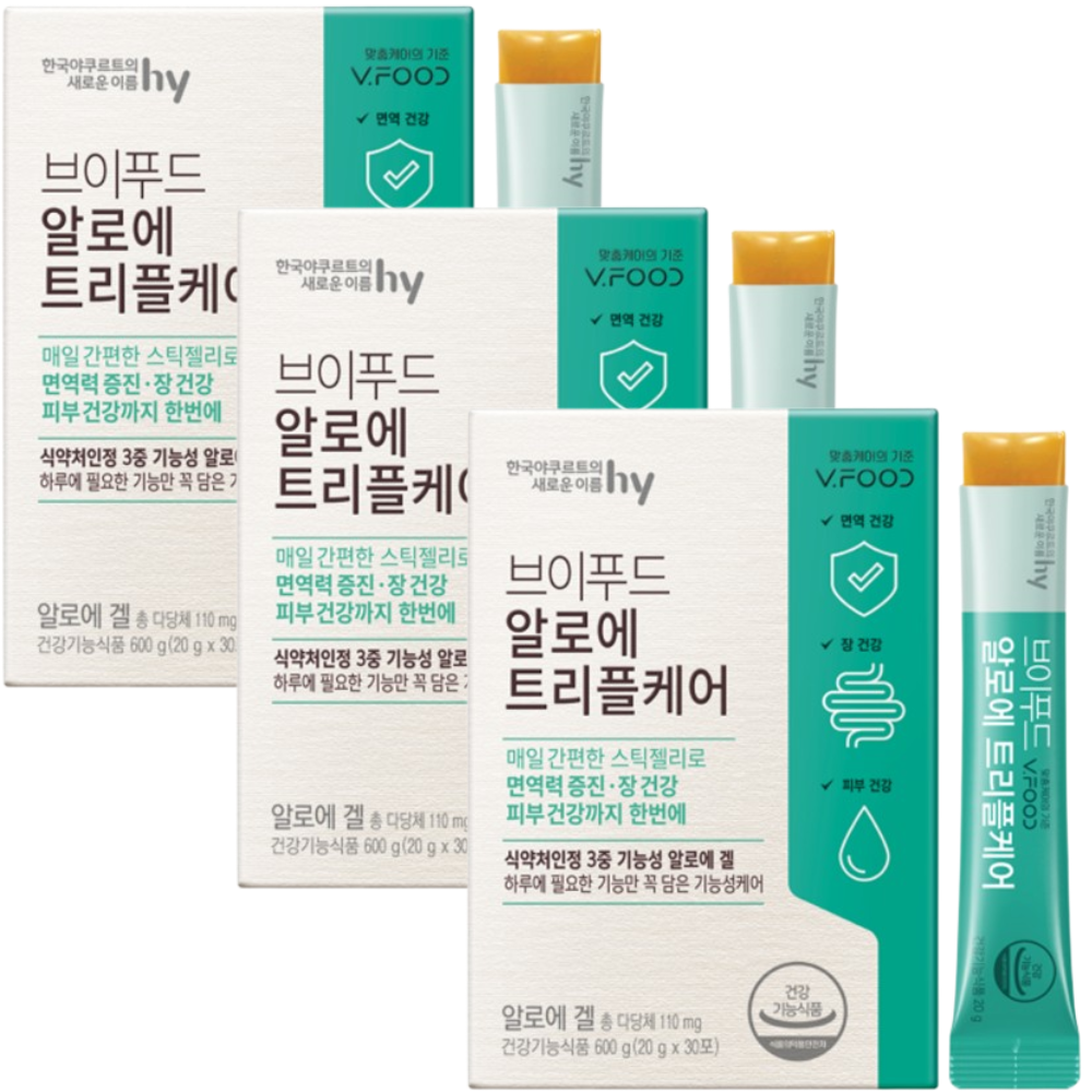 한국야쿠르트 알로에 겔 스틱 20g 30포 3박스 3개월 면역력 피부 장 건강 3중 케어 - 상품 이미지