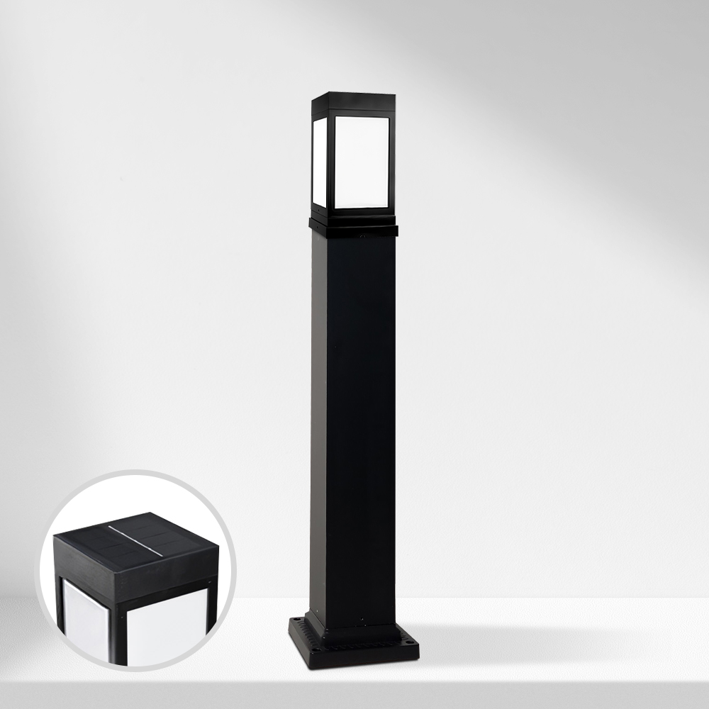 태양광 사각 문주등 볼라드등 태양열 잔디등 LED 가로등 조명등 열주 2세대 100 60cm - 메인 이미지