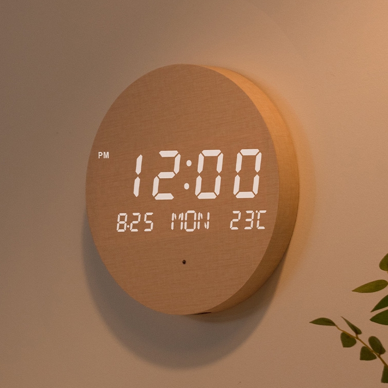 오아 모던 미니 LED 벽시계 전자 디지털 무소음 거실 인테리어 벽걸이 요일 온도 시계