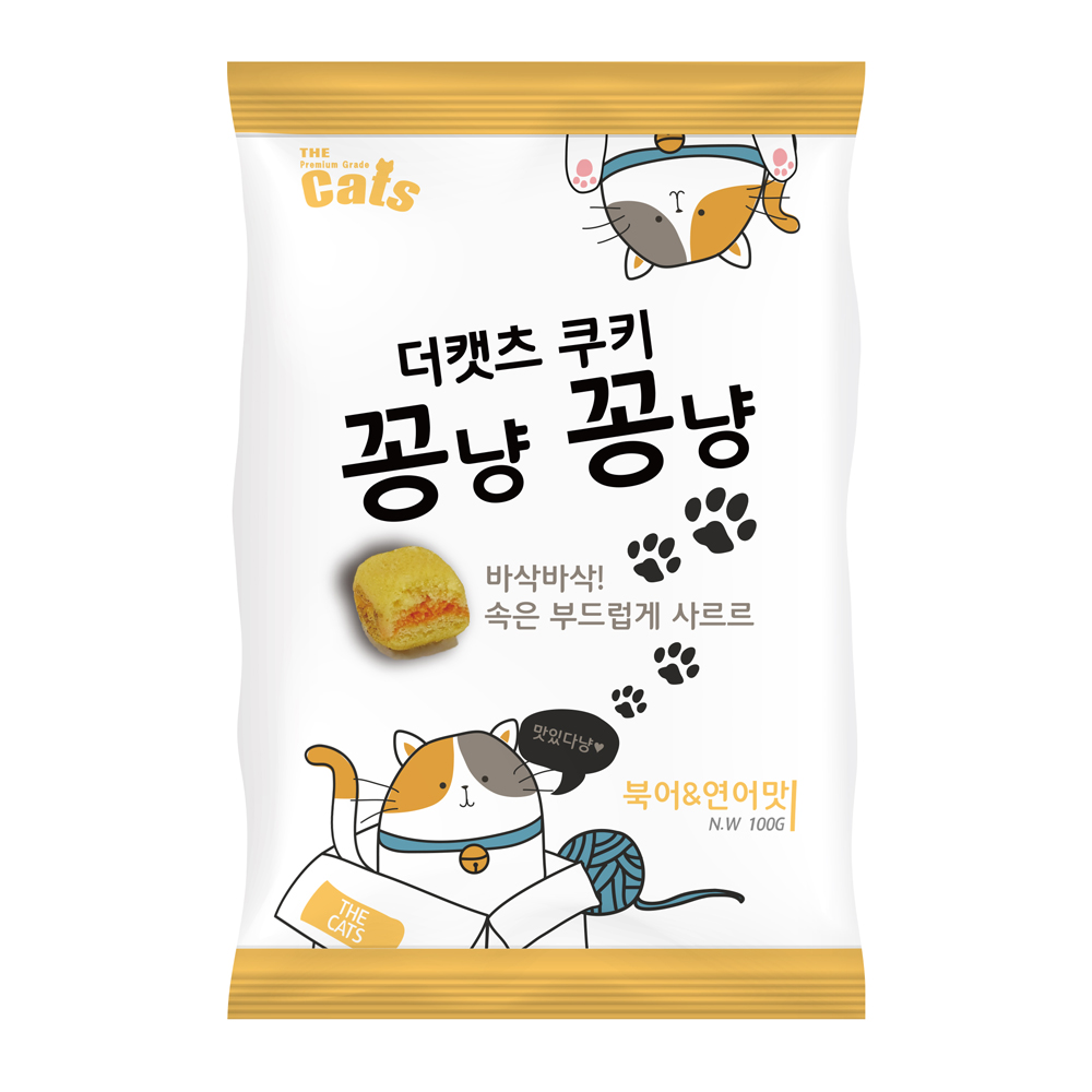 더캣츠 쿠키꽁냥꽁냥 고양이이빨과자 고양이과자 비스킷 간식 북어+연어, 100g, 1개 - 상품 이미지