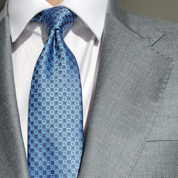 제임스핏 체크무늬 패턴 남성 정장 고급넥타이 스카이블루