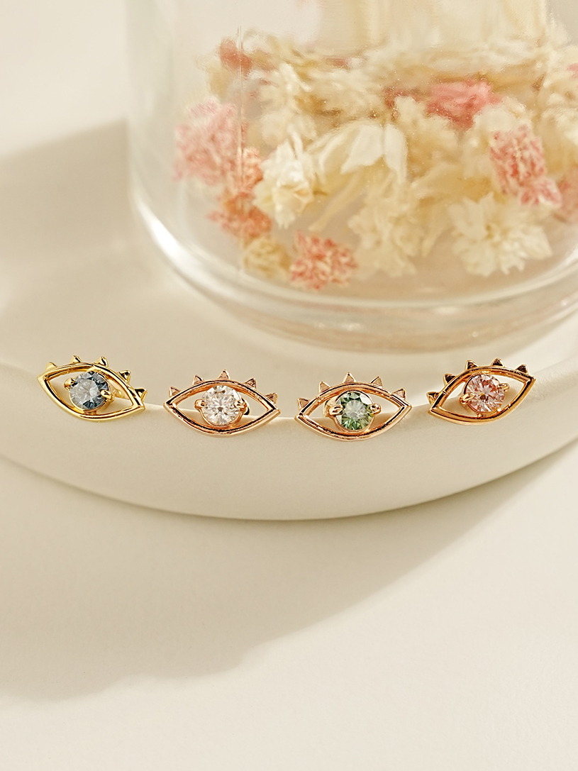 [0.8mm]14K 인터널 모이사나이트 다이아 이블아이 라블렛 피어싱 귀걸이 - 상세 이미지 2