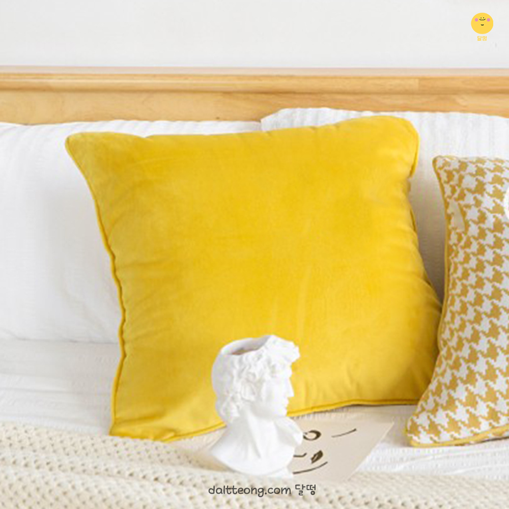 달떵 다크 옐로우 베이직 벨벳 거실 쇼파 쿠션 커버 포인트 인테리어