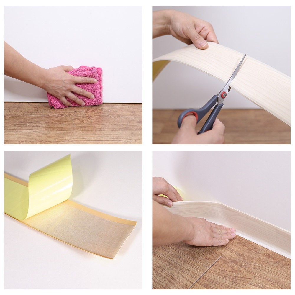 집코리아 붙이는 걸레받이 25m 몰딩 굽도리 스티커 접착식 바닥 장판 굽도리 마감재 몰드