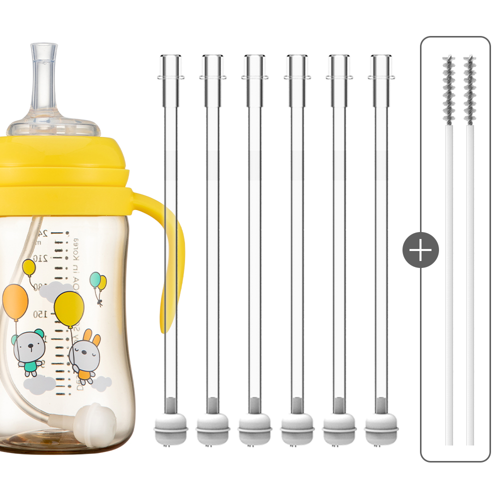 순수아 더블하트 타사 젖병 호환 추 빨대 리필 / 꼭지 4개+빨대 4개+솔 2개