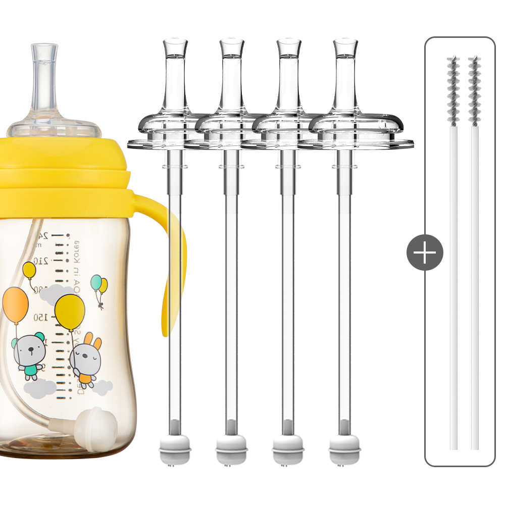 순수아 더블하트 타사 젖병 호환 추 빨대 리필 / 꼭지 4개+빨대 4개+솔 2개