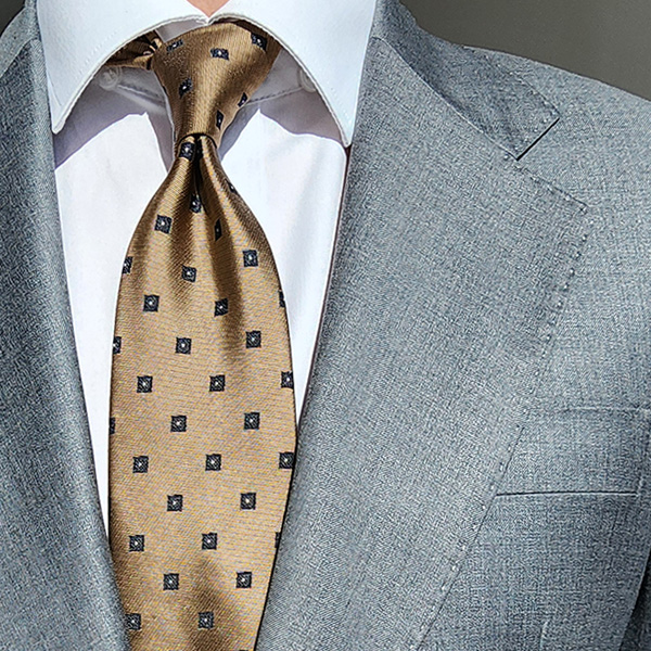 제임스핏 스퀘어무늬 남성 정장 명품넥타이 브라운