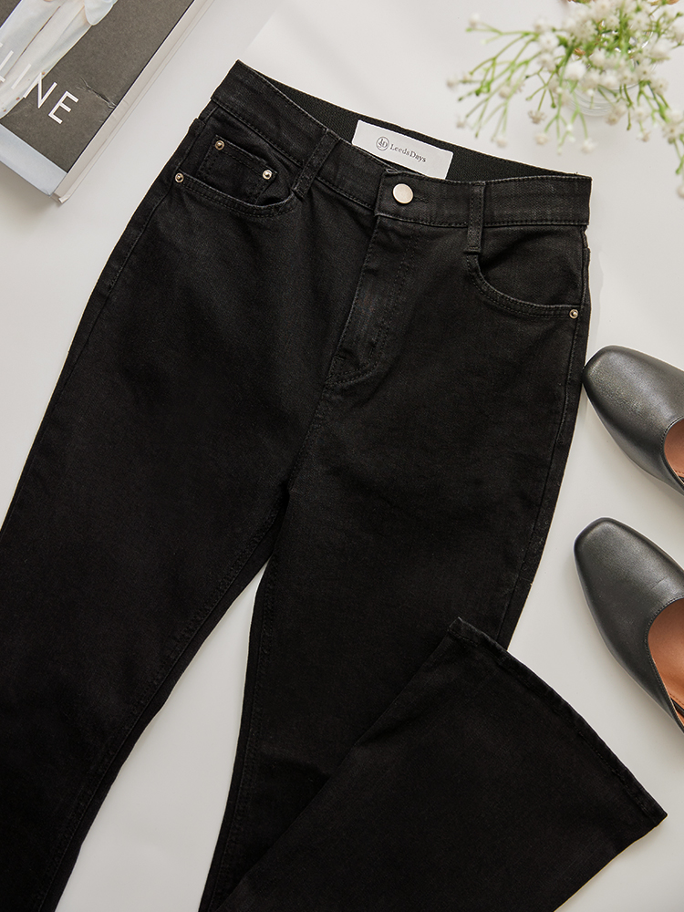 탄력스판 베이직 슬림 부츠컷 히든밴딩 블랙 팬츠 - 상세 이미지 2