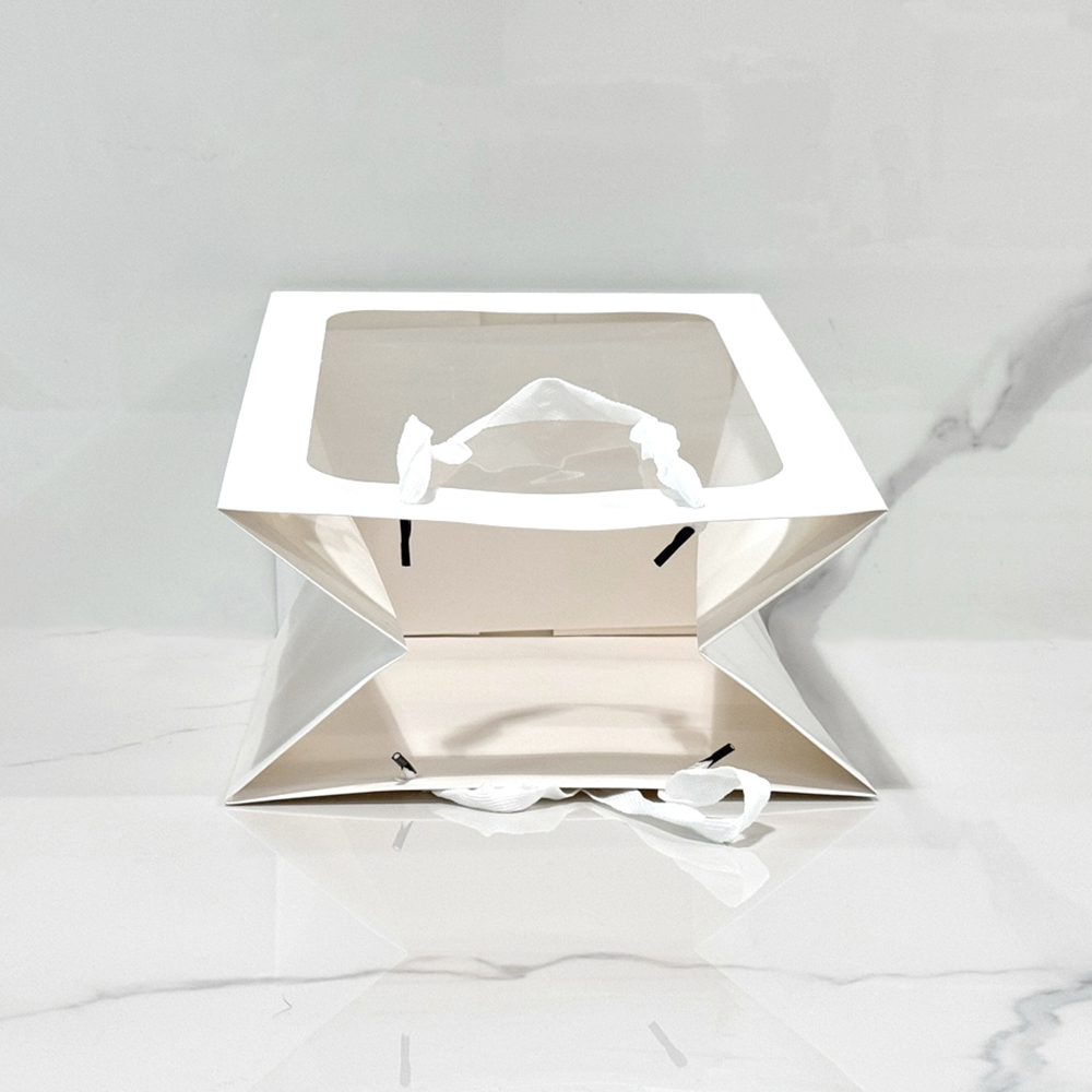 투명창쇼핑백 화이트 중형 돌잔치 답례품 선물 포장 종이가방 꽃다발 윈도우 20x16x30 - 상세 이미지 5