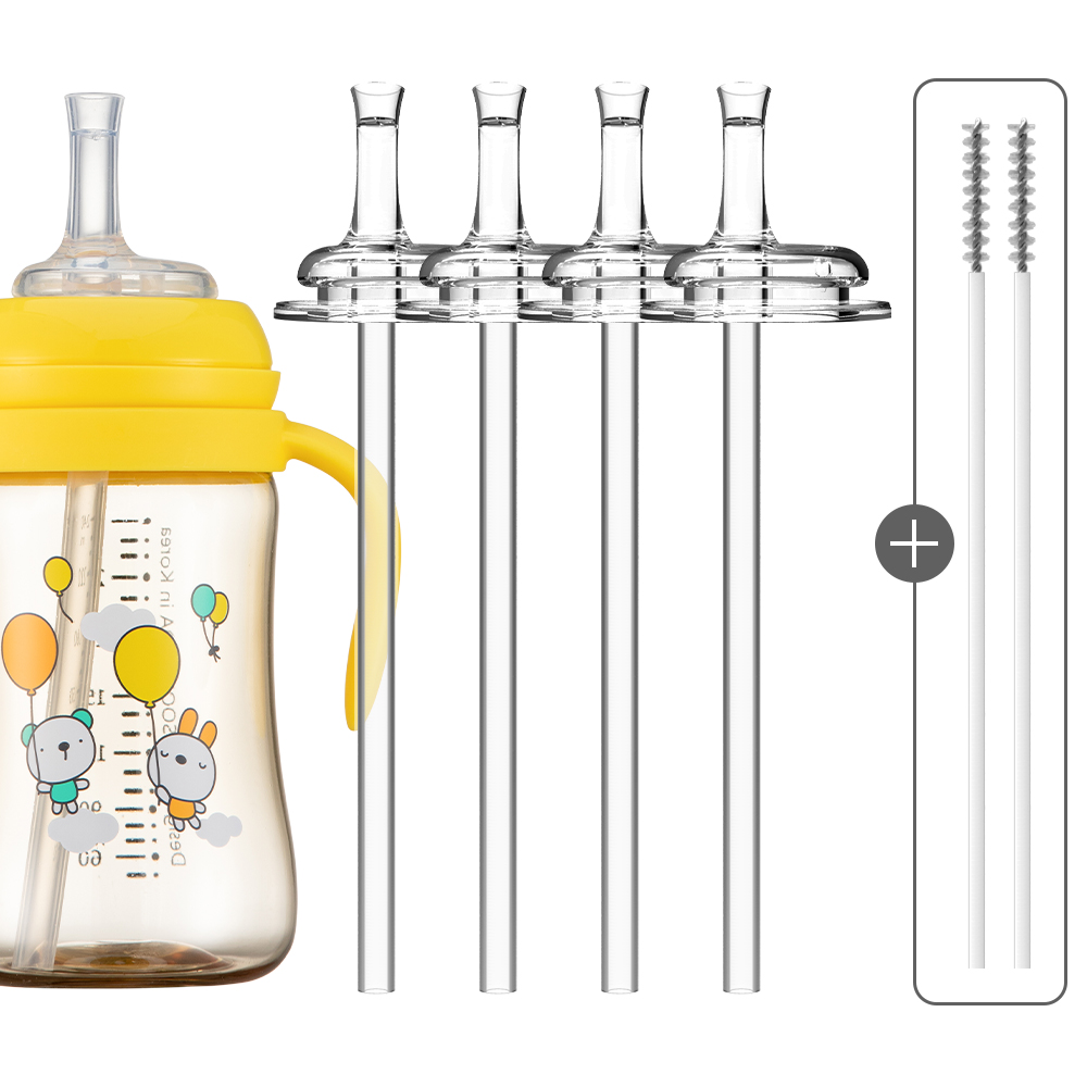 순수아 더블하트 타사 젖병 호환 추 빨대 리필 / 꼭지 4개+빨대 4개+솔 2개