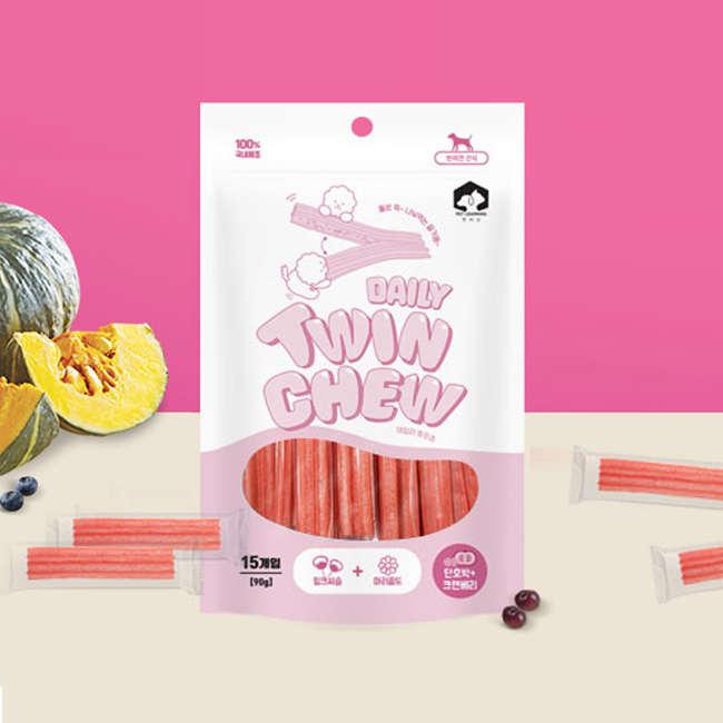 펫러닝 국내산 강아지덴탈껌 강아지양치껌 치석제거 스틱 단호박크랜베리, 90g, 1개 - 메인 이미지