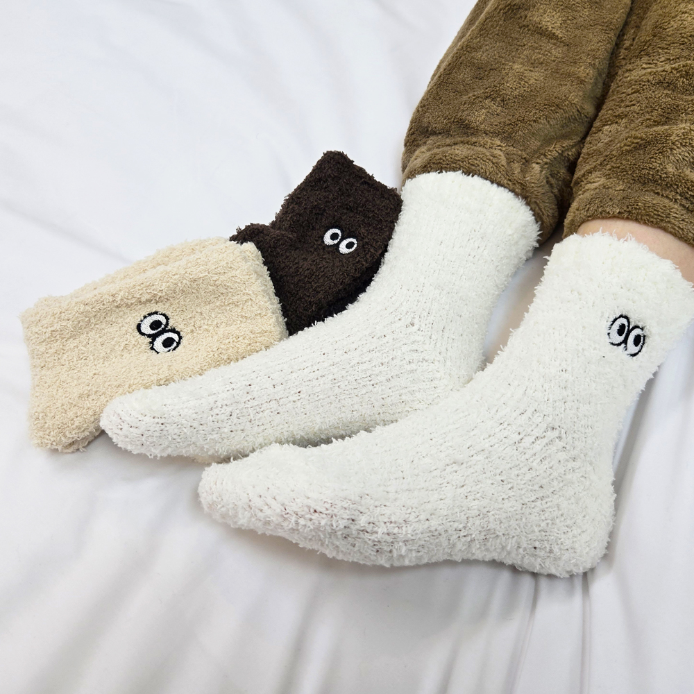 여성 겨울 수면 양말 보온 귀여운 무지 털양말 수족냉증 선물 흰색 무압박