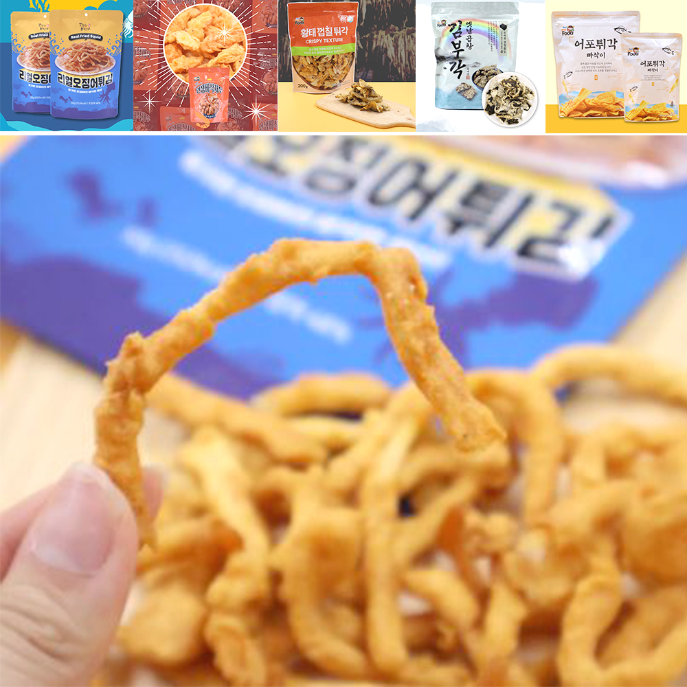 맛있는 어포 안주 6종 빠삭 오징어튀김 고소한 진미채 스낵 - 상품 이미지