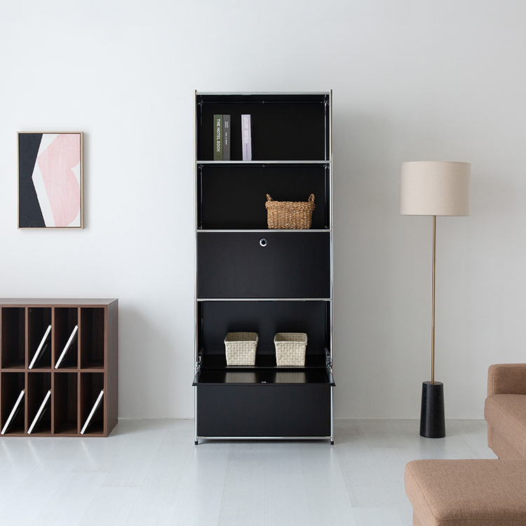 심플리 수납장 BC023 770mmx400mmx1960mm, 5단, 매트블랙 9417.9535 - 상세 이미지 4