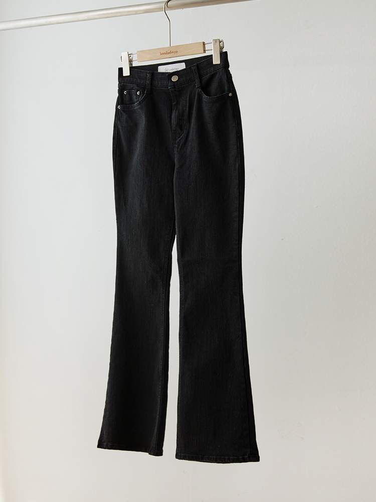 탄력스판 베이직 슬림 부츠컷 히든밴딩 블랙 팬츠 - 상세 이미지 3