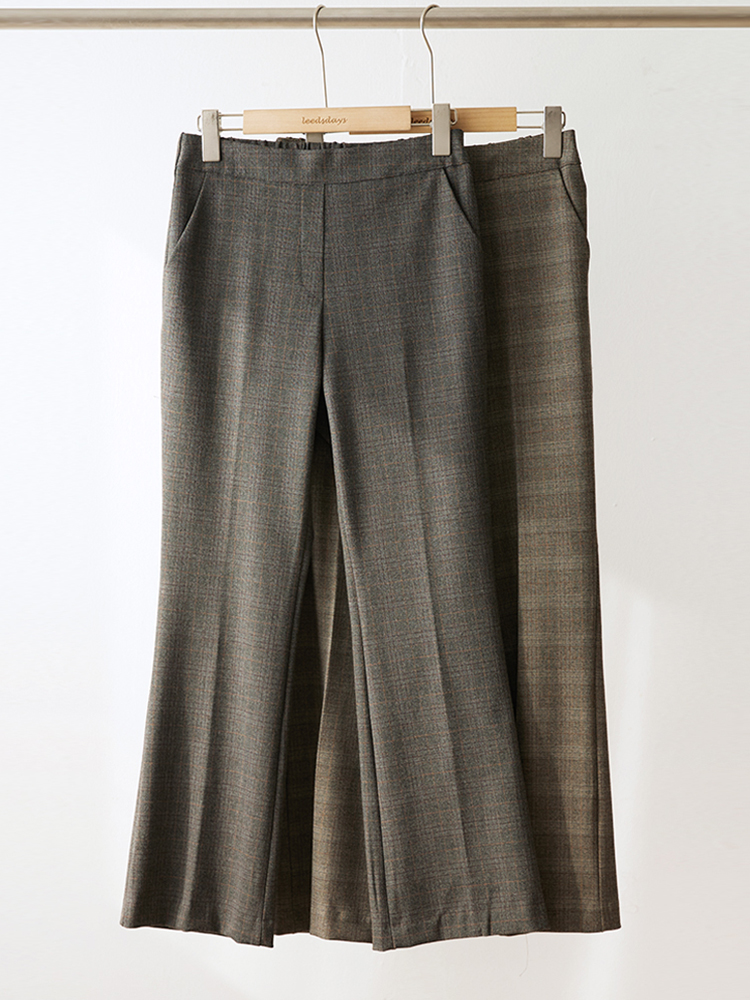 [fabric good] 브루스 잔체크 소프트 스판 뒷밴딩 세미 부츠컷 슬랙스 - 상품 이미지