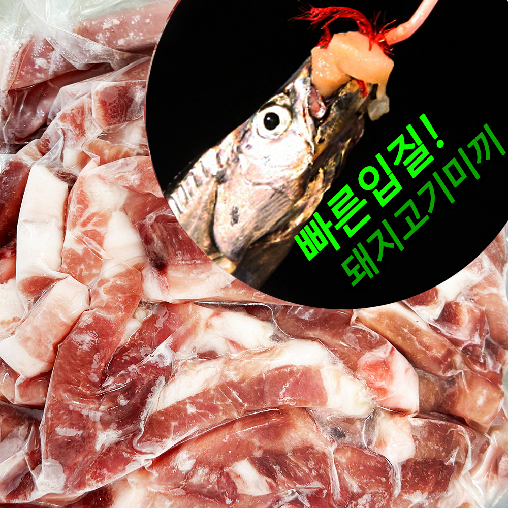 타스코 갈치 텐빈 돈 500g 1kg 생미끼 갈치전용미끼 꽁치 보다 반응이 빠른 돼지고기