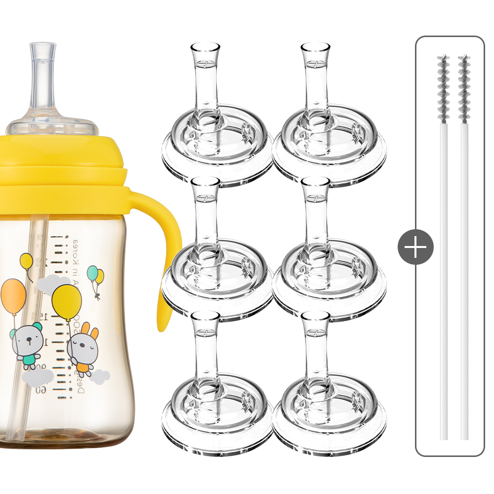 순수아 더블하트 타사 젖병 호환 추 빨대 리필 / 꼭지 4개+빨대 4개+솔 2개