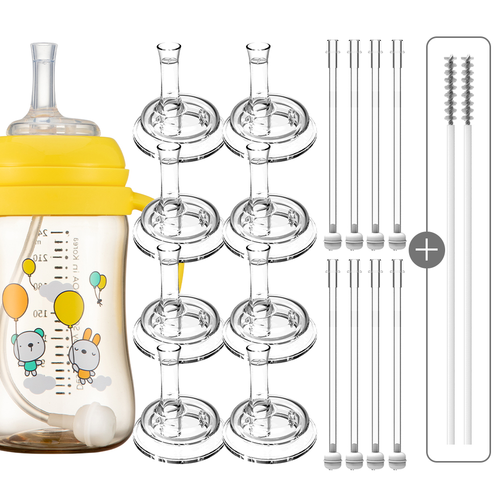 순수아 더블하트 타사 젖병 호환 추 빨대 리필 / 꼭지 4개+빨대 4개+솔 2개