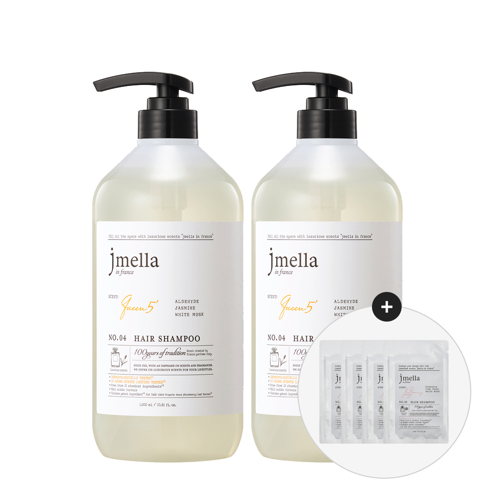 제이멜라 페이보릿 퀸 5 헤어 샴푸 1000ml 2개+샴푸 샘플 4개 - 상품 이미지